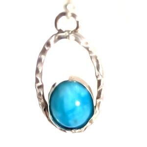 Sterling silver earrings Amazonite bezel set oval blue stone NWT french wireOOAK